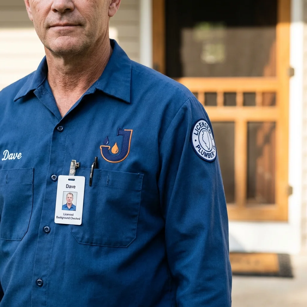 Licensed plumber showing ID badge in Landing, NJ