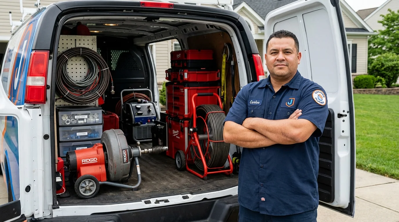 Professional drain cleaning equipment and Johns Plumbing LLC plumber in Landing