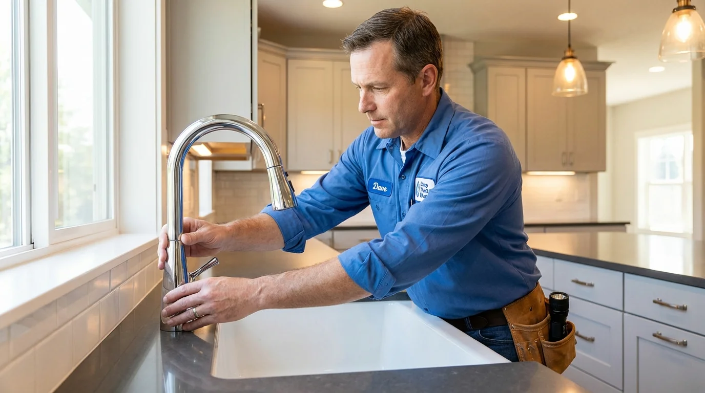 Kitchen faucet installation by Johns Plumbing LLC in Landing